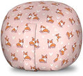 Ambesonne Dog Lover Storage Toy Bag Chair, Little Corgi Jumping Running and Standing Cartoon Hearts Background, Stuffed Animal Organizer Washable Bag, Small Size, Orange White by Ambesonne