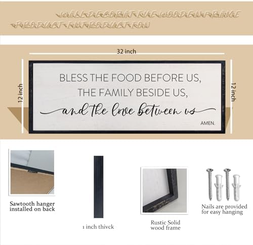 comurdyo Bless the Food Before Us Sign, 32" X 12", Black - Image 2