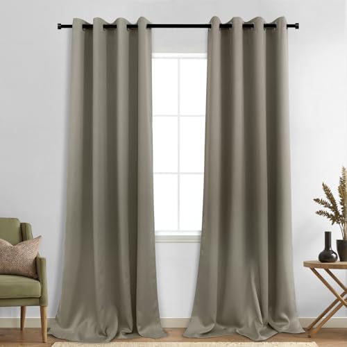 KOUFALL Taupe Grommet Insulated Thermal Room Darkening Blackout Curtains for Living Room 52x108 Inches Long - Image 3