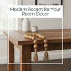 Wood Decorative Objects Bead Garland – Decorative Object Accent for Styling – Coffee Table or Shelf Display – Rustic Bead Tassels for Relaxed Accessories, Home Decor – 32", Brown - Image 3