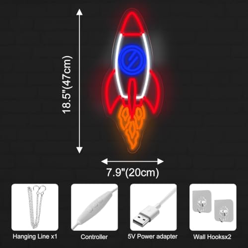 Rocket Neon Sign for Kids Bedroom, Space Decor for Boys Gaming Room - Image 5