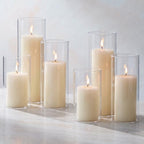 Shihanee 6 Pillar Candles Cylinder Vases,3.4'' X 7", 9.8", 11.8",Ivory by Shihanee