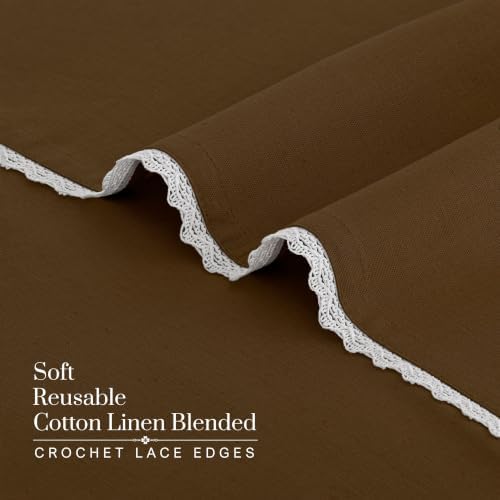 FINGERCRAFT Lace Cloth Napkins, Cotton Linen, 12 Pack, 20x20 Inch, Brown - Image 6