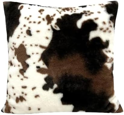 TOMWISH Cowhide Animal Black White and Brown Fur Throw Pillow Covers 22x22 Set of 2 for Chair Bedroom Living Room Sofa Couch Bed Outdoor Double Sided Printing Fur Fleece Soft Cozy Pillow Covers - Image 2