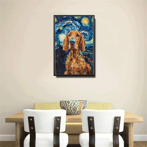 Metal Sign Vintage Tin Sign Bloodhound Starry Night Tracker Determined Bloodhound in A Celestial Sky for Home Den and Seasonal Celebrations Rustproof Aluminum 6×8 Inches with Metal Frame - Image 4