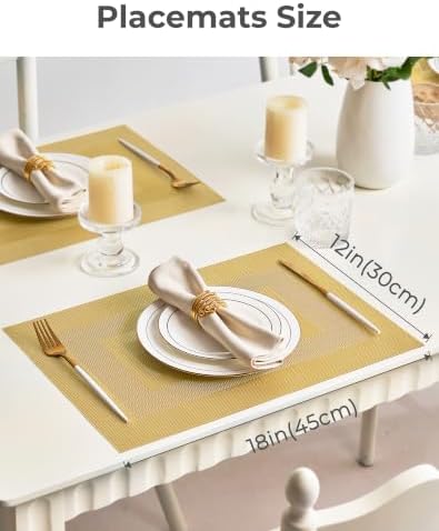 Leetaltree Gold Frame Placemats Set of 24, Woven Vinyl Heat Resistant - Image 4