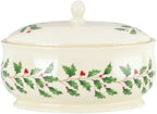 Lenox Holiday Ivory Porcelain Christmas Candy Jar with Lid by Lenox