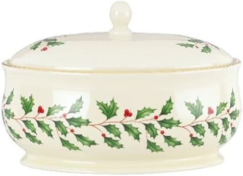 Lenox Holiday Ivory Porcelain Christmas Candy Jar with Lid by Lenox