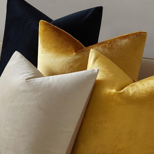 JUSPURBET 28x28 Euro Velvet Throw Pillow Covers Set of 2,Golden - Image 4