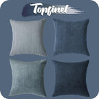 Topfinel Decorative Throw Pillow Covers Dusty Blue Navy Series 16x16 Inch Set of 4,Summer Corduroy Striped Toss Pillows for Couch,Patio,Balcony,Children Bedroom,Modern Fluffy Blue Gradient Shams - Image 7