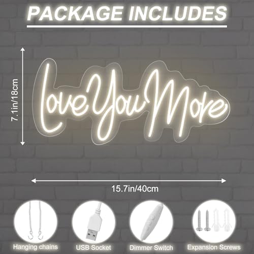 Love you more Neon Sign Romantic Wedding Led Light, Gift for Lover - Image 3