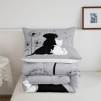 Cute Cat Dog Bedding Sets Twin, Kawaii Puppy Kitten Couple Comforter Set for Girls Boys Kids Teens, Dandelion Botanical Flowers Duvet Set, Cartoon Pet Animals Quilted Comforter with 2 Pillow Covers - Image 6