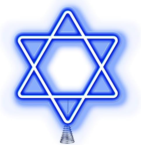 16.3 Inches Star of David Hanukkah Tree Topper Hanukkah Decorations Christmas Star Tree Topper Blue Lights USB Power Supply Suitable for Diwali Birthdays Weddings Parties Christmas Tree by Leriton