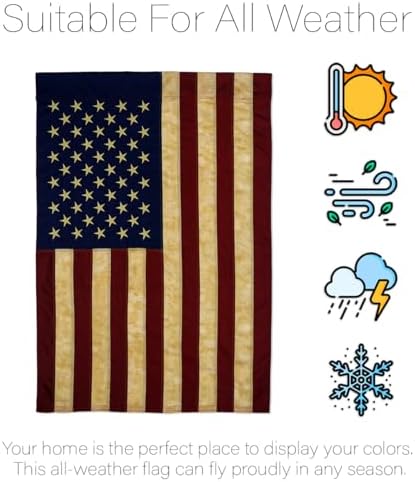 USA Vintage Garden Flag Stand Kit Wall Hanging Decor for Home Porch Patio Post Embroidered Old Glory Decorations Welcome Yard Sign Applique Tapestry Sewing Handcraft Gifts for Grandma - Image 4