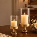 5 & 4 Inch Gold Hurricane Candle Holders Glass Set of 2 by saiguomi