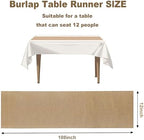 10 Pack Burlap Table Runners 12x108 Inch - Natural Country Vintage Farmhouse Jute Rustic Table Runner Decor for Wedding Birthday Home Party Fall Event Dinning Table - Image 2