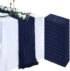 12 Pack Navy Blue Cheesecloth Table Runner 23 x 120 Inch 10Ft by Pepmily