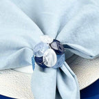 Handcrafted Acrylic Beaded Napkin Rings – Set of 4, Blue - Image 2
