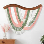 Blush Pink, Sage Green & White Macrame Wall Hanging Dip Dyed Yarn Wall Art by Mindsoft