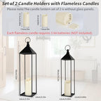 22" 19" Modern Farmhouse Candle Lantern Decor Set of 2 Large Black Metal Candle Lanterns with Flameless Candles, Lanterns Decorative Indoor for Fireplace Mantle Table Outdoor Lanterns for Patio Porch - Image 4