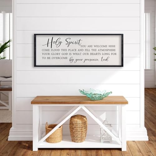 comurdyo Holy Spirit You are Welcome Here Wall Decor Art, 32x12 Inch Black - Image 4