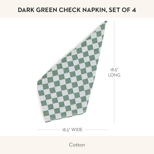 MACKENZIE-CHILDS Set of 4 Cotton Napkins, Cloth Dinner Napkins, Dark Green Check - Image 4