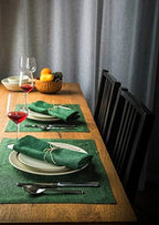 Solino Home 100% Linen Placemats Forest Green, Athena 14 x 19 in, Set of 4 - Image 3