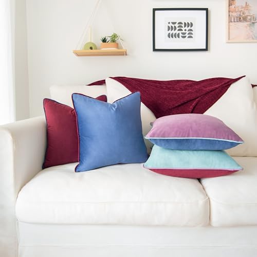 MONDAY MOOSE Decorative Throw Pillow Covers Cushion Cases, Set of 4 Soft Velvet Modern Double-Sided Designs, Mix and Match for Home Decor, Pillow Inserts Not Included (20x20 inch, Purple/Blue) - Image 3