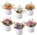 LUEUR 6PCS Artificial Fall Flowers with Ceramic Vase by LUEUR