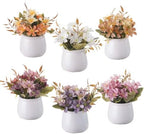 LUEUR 6PCS Artificial Fall Flowers with Ceramic Vase by LUEUR