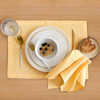 Solino Home 100% Pure Linen Placemats Mustard, Athena 14 x 19 in, Set of 4 - Image 2