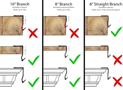 Lulu Decor,100% Cast Iron 8" Stocking Holder for mantle Holds Up to 9 lbs Low Profile Design with Rubber Grip Ideal for Christmas Stockings Garland Holder Simple Natural Branch antler shape (Set of 2) - Image 3
