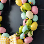 Glitzhome 18" H Easter Wreath with Artificial Easter Eggs Berries for Front Door Wall Decor, Spring Easter Egg Shaped Garland with Colored Eggs Bow Knot Holiday Decoration - Image 5
