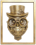 Newinhome Animal Heads Wall Decor (Includes Metal Frame) Halloween Resin Animals Sculptures Head Wall Hanging Decoration Gold vintage Wall Sculpture for Living Room Bedroom Office(Owl) by Newinhome