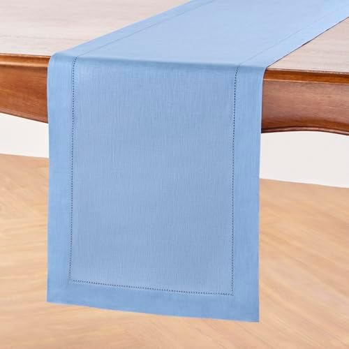Solino Home 100% Pure Linen Dining Table Runner Cornflower Blue, 14 x 60 in - Image 2