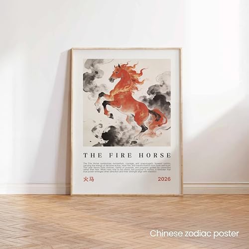 Year of the Fire Horse 2026 Poster, Chinese Zodiac Horse Wall Art, Lunar New Year Asian Art Print, Decor Minimalist - Image 6