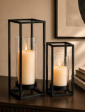 Black Lantern Decorative Indoor Outdoor, Set of 2 Candle Holder by Staymoment