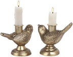 NIKKY HOME Vintage Gold Taper Candle Holders Set of 2, Bird Figurine Decor by NIKKYHOME