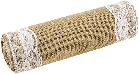 JOIKIT 10 Pack 12 x 108 inch Burlap Lace Table Runner, Rustic Natural Jute Wedding Table Runner Decoration with White Lace for Country Wedding Party Dinner Thanksgiving Christmas - Image 5