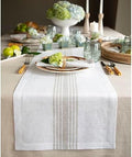 Solino Home 100% Linen Table Runner, 14 x 144 in, Natural and White Striped by SolinoHome