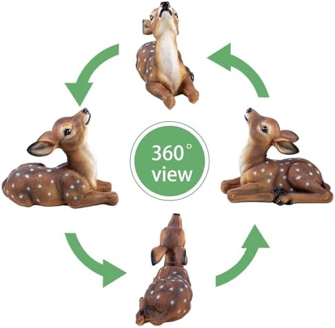 Deer Garden Statue, Outdoor Decorative Sculpture Brown with White Spots, 8.2 x 9.45 x 5.1 inches Yard Lawn Decor Deep Forest Deer - Image 6