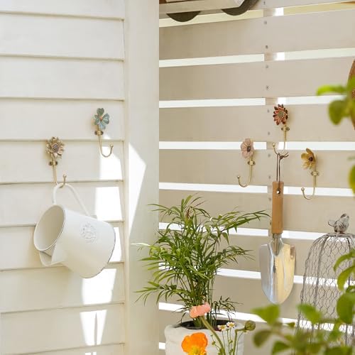 SOFFEE DESIGN Set of 5 Floral Wall Hooks, French Garden Eye-catching Entryway Decor for Coats Hats, Colorful Spring Home Decoration Gift - Image 4