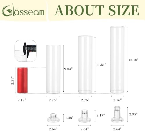 Glasseam Hurricane Taper Candle Holders: 3 Pcs Glass Candlestick for Table - Image 5
