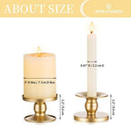 Romadedi 2-in-1 Gold Metal Pillar and Taper Candle Holders, Set of 12 - Image 4