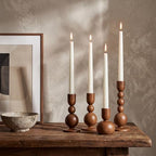 Mumufy 12 Pcs Wooden Candle Holders, Wood Taper Candlestick Holders Vintage Rustic Farmhouse Mid Century Candle Stand Set for Table Centerpiece, Wedding, Dining Table, Mantel and Home Decor (Brown) - Image 2