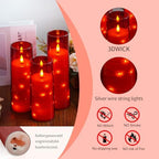 Flameless Candles,with Embedded Star String, Battery Operated Candles Flickering LED Pillar Candles with Remote Control and Timer, Home Decoration Add a Warm and Romantic Atmosphere，Set of 7 (Red) - Image 6