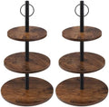 Cupcake Stand, 3 Tier Wood Cake Stands Rustic Cupcake Tower, Round Tiered Tray Stand for Dessert Table Display, Industrial Wooden Serving Stand Wedding, Graduation and Baby Shower (Zhong 2Pack) by Unknown
