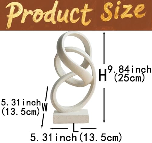 10" Modern Abstract Ribbon Decorative Sculpture, Knot Sculptures,Home Decor,Coffee Table Statues,Dining Living Room Desk Decor（White） - Image 3