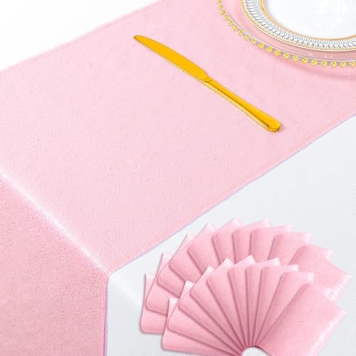 ShinyBeauty Light Pink Sequin Table Runner 12"X108", 20 Pack by ShinyBeauty