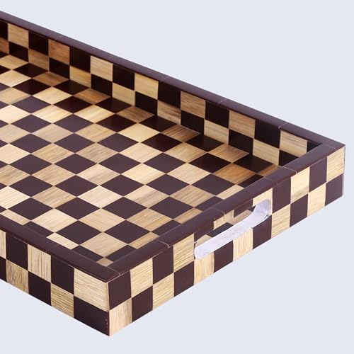 Handicrafts Home Resin Inlay Wood Decorative Serving Ottoman Tray, 17x11 - Image 4